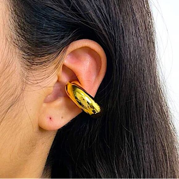 Stainless Steel Chunky Ear Cuff Gold Hip Hop Exaggerated Unisex - Picture 1 of 5